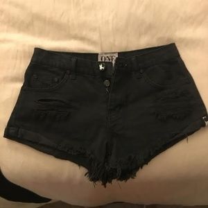 One by One Teaspoon Bandits Jean Shorts - Black